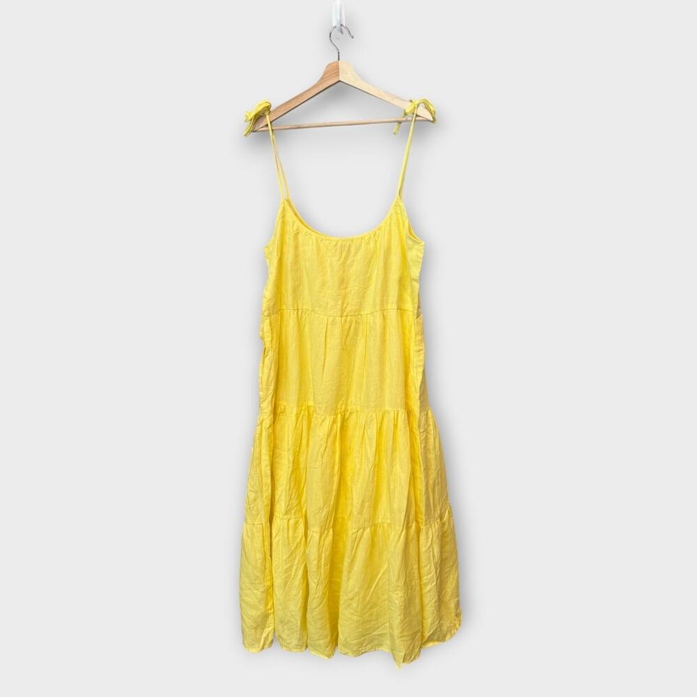 NWT Mille Resort & Travel Maui Lemonade Yellow Linen Maxi Dress Size Medium - Picture 5 of 10